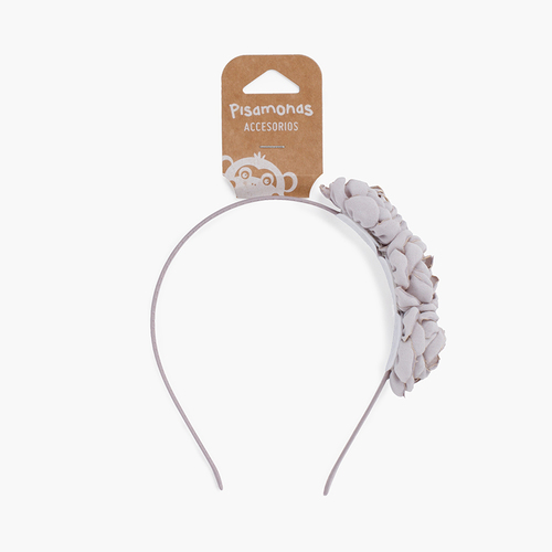 Cerchietto con fiore dai bordi bruciati Grigio chiaro