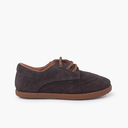 Scarpe oxford in pelle scamosciata suola caramello Grigio scuro
