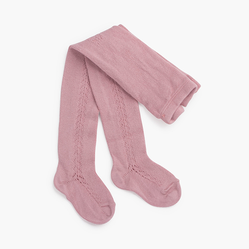 Collant in cotone caldo all'uncinetto laterale Rosa pallido
