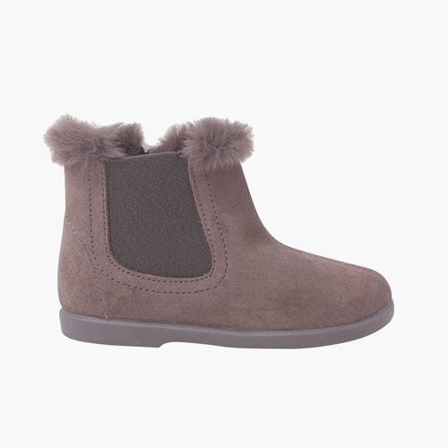 Stivaletti Chelsea da bambina con colletto in pelliccia Grigio