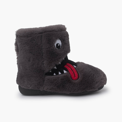 Pantofole d'inverno Disegno del mostro Grigio