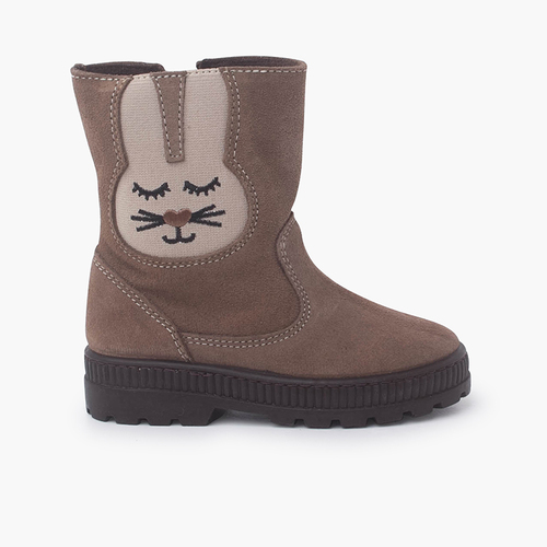 Stivali in pelle scamosciata elastico coniglio Taupe