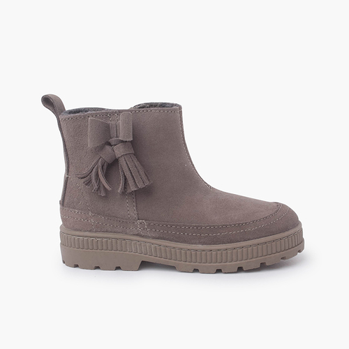 Stivali track con nappe e cravatte per bambina Taupe