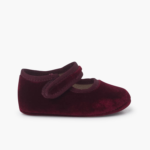 Ballerine con cinturino in velluto per bambini Bordeaux