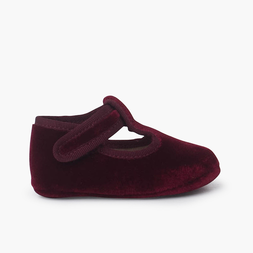 Scarpine Occhio di Bue in velluto chiusura a strappo Bordeaux