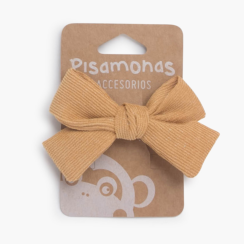 Fiocco in micro-velluto a coste a becco d'anatra Mostarda