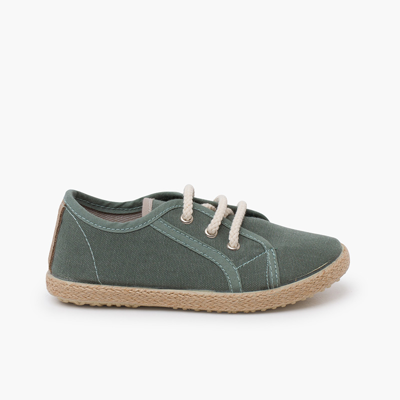 Scarpe sportive tela lacci stile espadrillas verde eucalipto