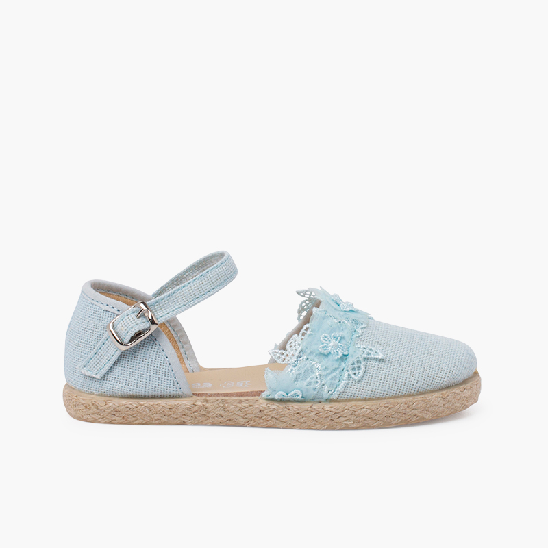 Espadrillas merletto cerimonia  Azzurro cielo