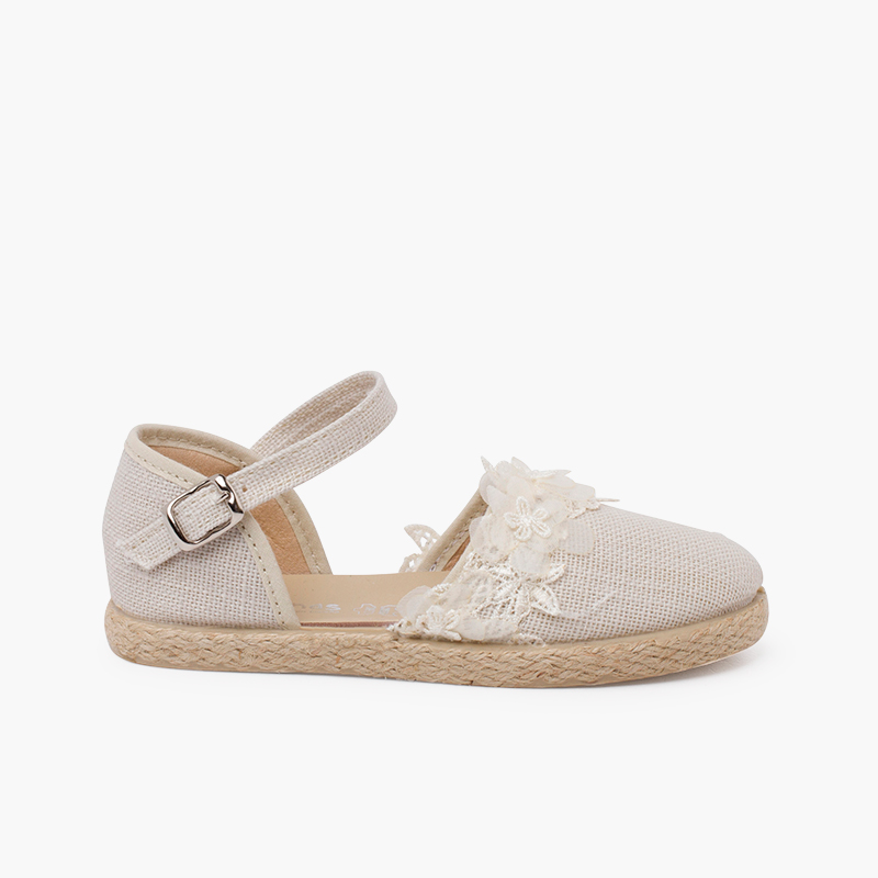 Espadrillas merletto cerimonia  Beige