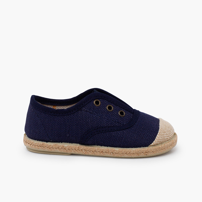 Scarpe sportive lino senza lacci punta in juta Blu