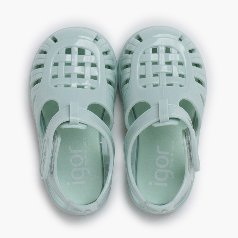 Sandali ragnetti glossy con cinturino adesivo Menta