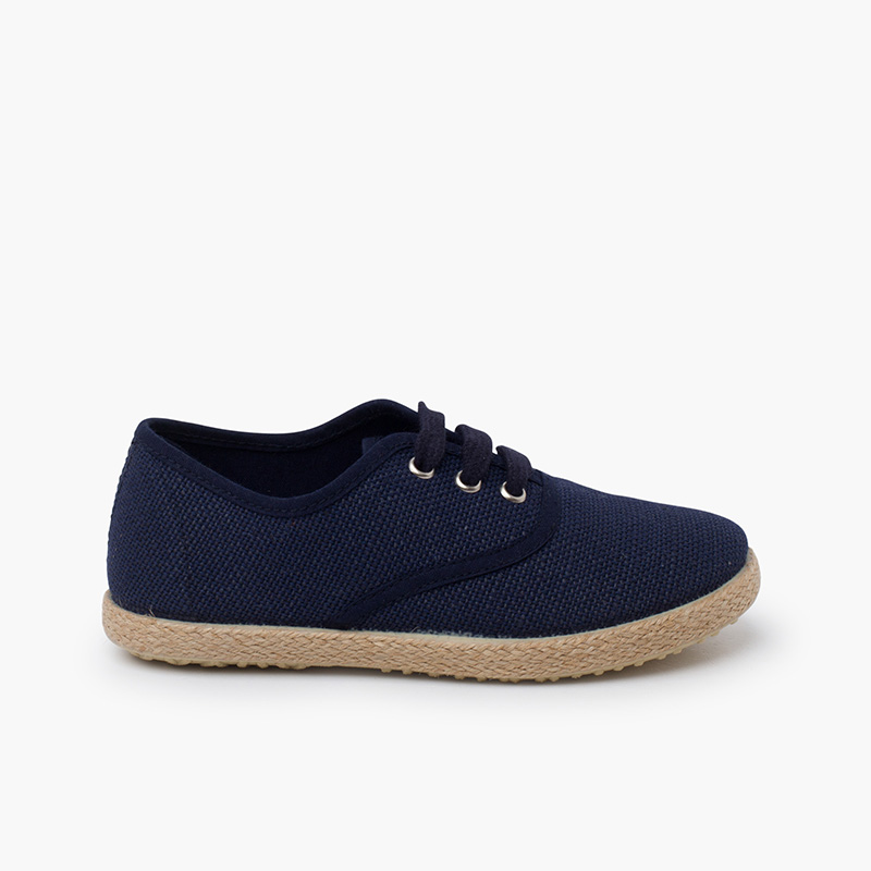 Scarpe sportive lino suola espadrillas e lacci Blu
