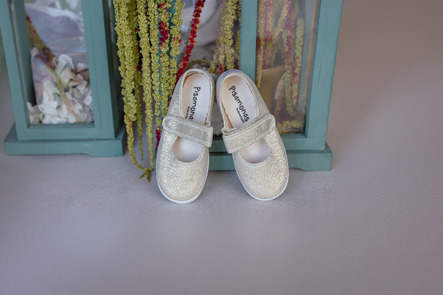 Ballerine con cinturino glitter chiusura a strappo