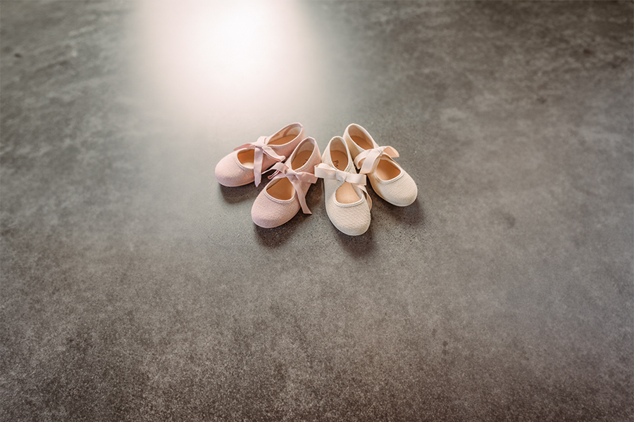 Ballerine di lino chiusura fiocco grosgrain