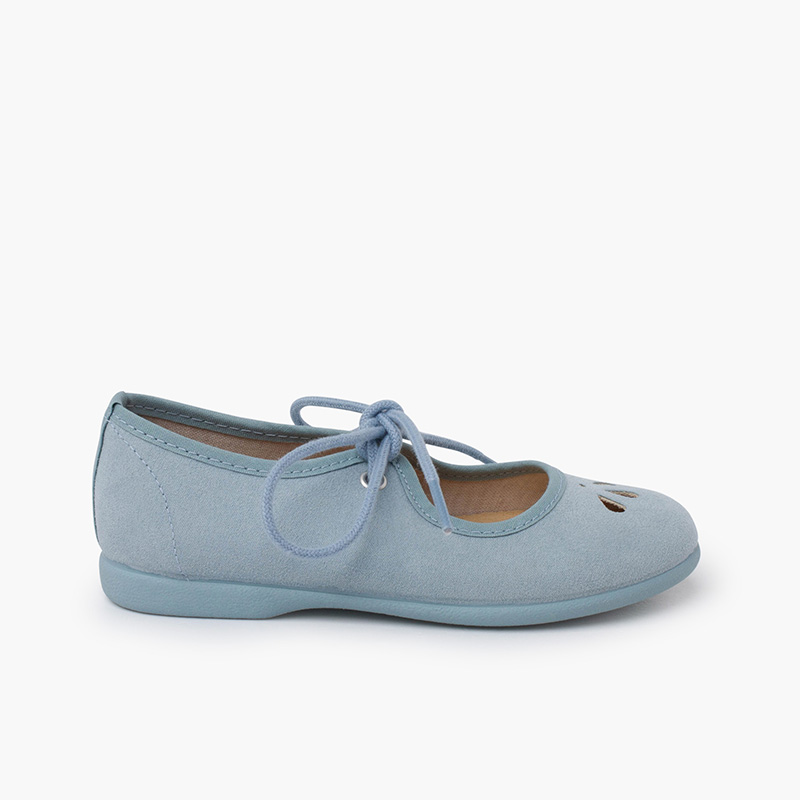 Ballerine con cinturino fiocco fine stile retrò Azzurro Pastello
