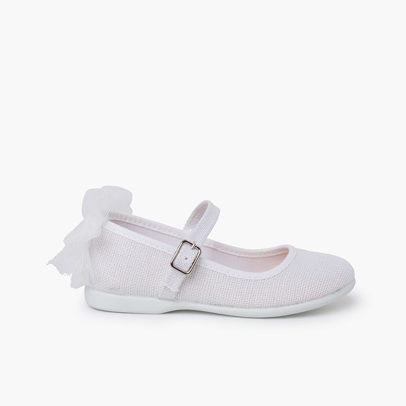 Ballerine cerimonia fiocco posteriore in tulle Bianco