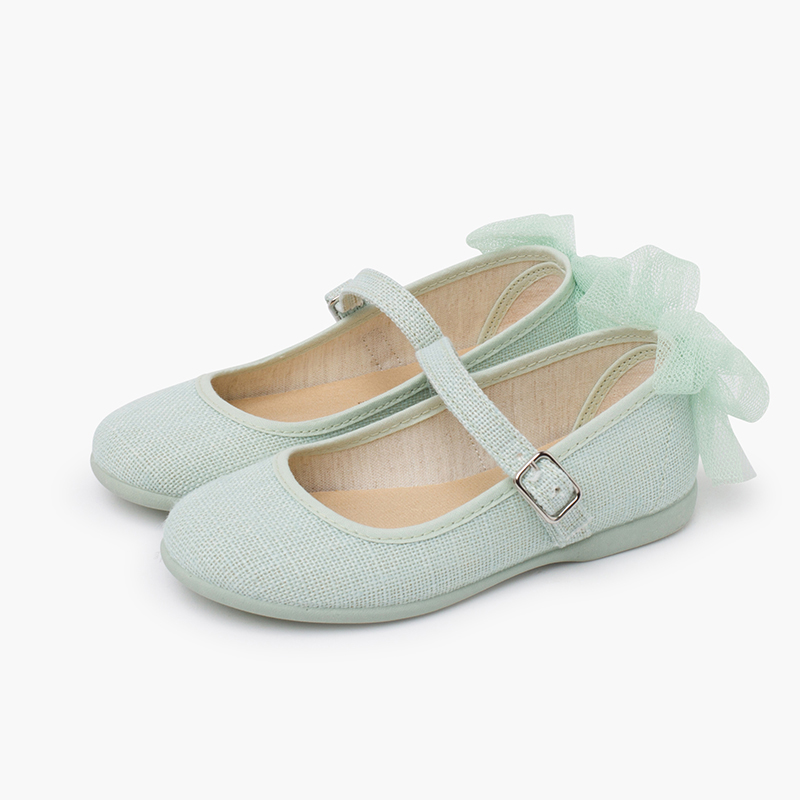Ballerine cerimonia fiocco posteriore in tulle Menta