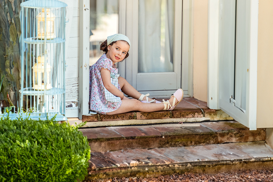 Espadrillas bambina nastri ecrù