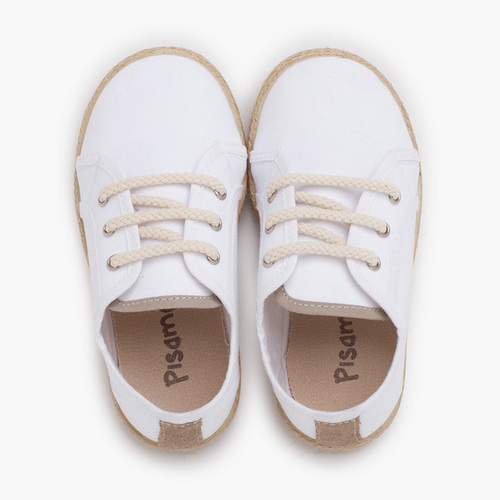 Scarpe sportive tela lacci stile espadrillas Bianco come la neve