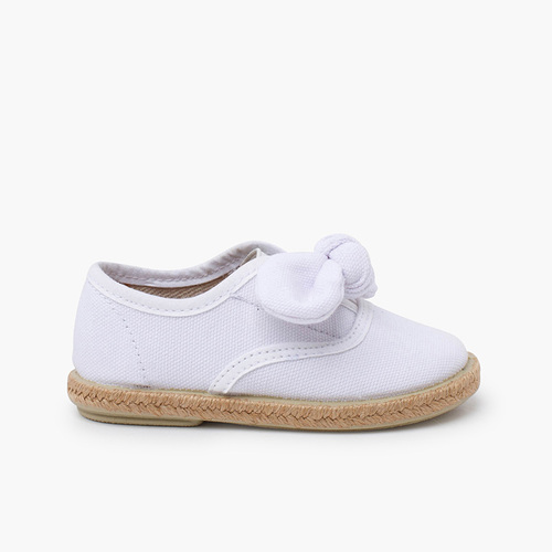 Sneakers con fiocco suola in iuta Bianco