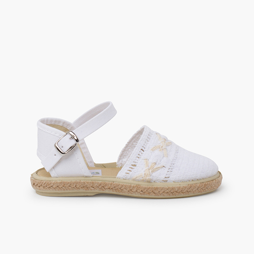 Espadrillas ricamo fibbia Bianco