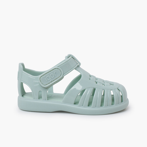 Sandali ragnetti glossy con cinturino adesivo Menta