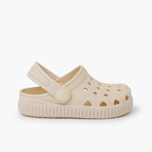 Zoccoli in gomma tipo sneakers suola colorata Avorio