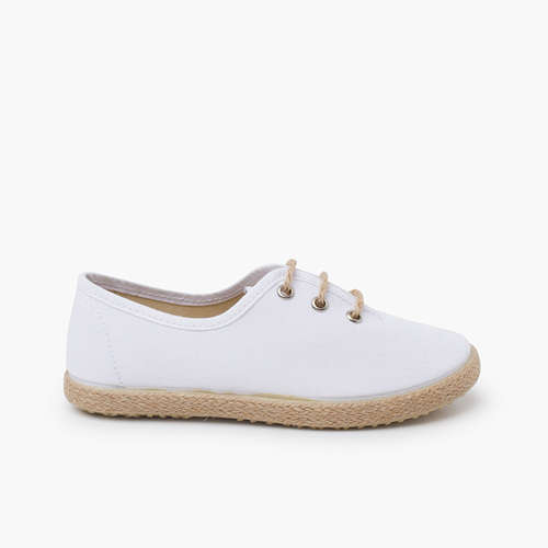 Scarpe blucher cerimonia suola espadrille Bianco