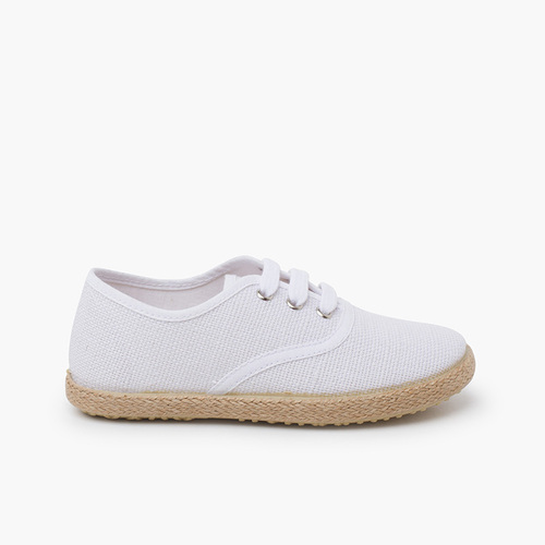Scarpe sportive lino suola espadrillas e lacci Bianco