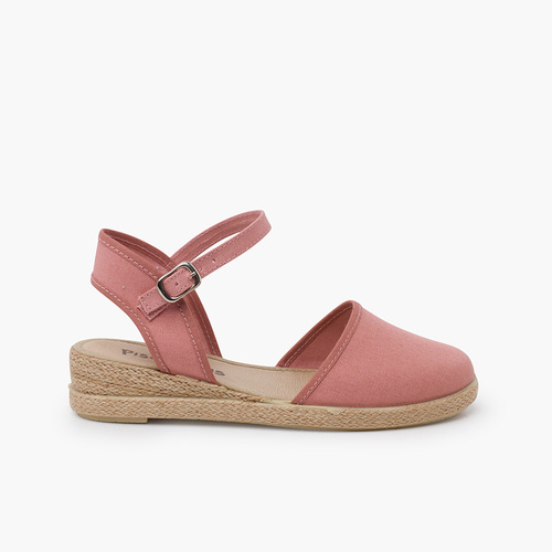 Espadrillas zeppa cinturino con fibbia Rosa Antico