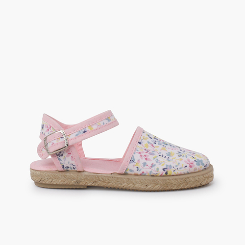 Espadrillas floreali chiusura a fibbia Rosa