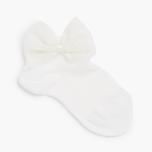 Calzini con lacci in tulle Panna