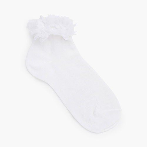 Calzini corti con polsini plumetizzati Bianco