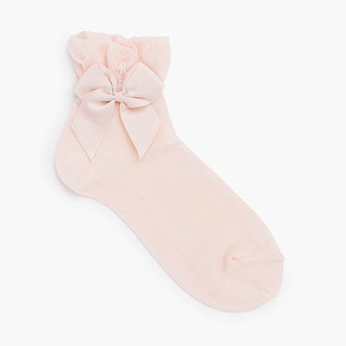Calze cerimonia con polsini in tulle e fiocco Nude