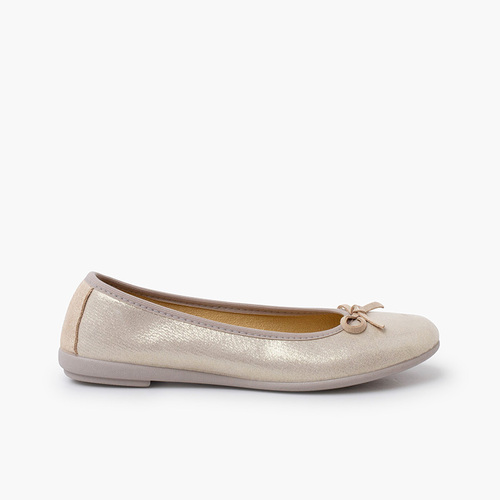 Ballerine brillanti con fiocco Champagne
