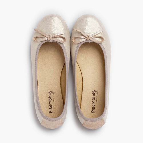 Ballerine brillanti con fiocco Champagne