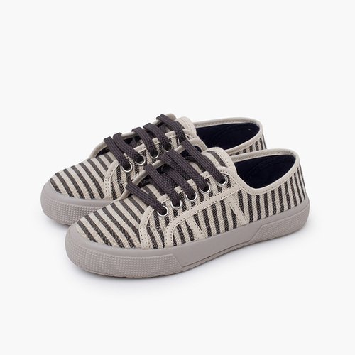 Scarpe sportive a righe suola larga Crudo y Gris