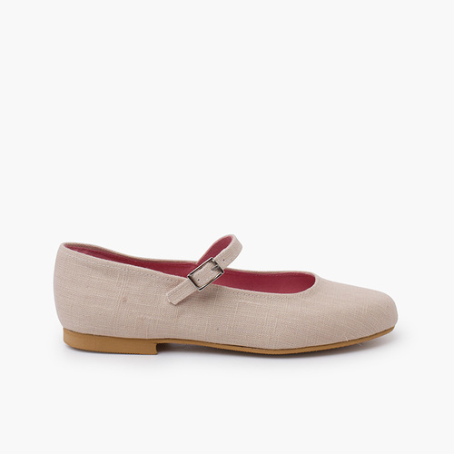 Ballerine con cinturino in lino suole eleganti Nude
