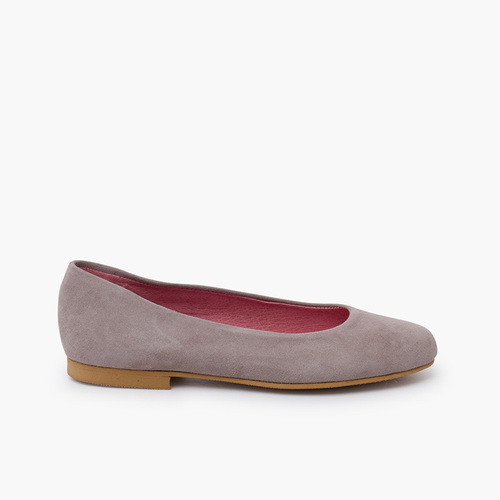 Ballerine pelle scamosciata suola elegante Grigio Perla