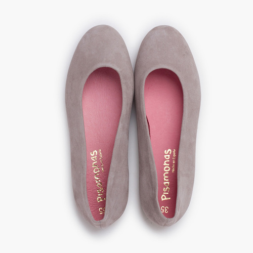 Ballerine pelle scamosciata suola elegante Grigio Perla