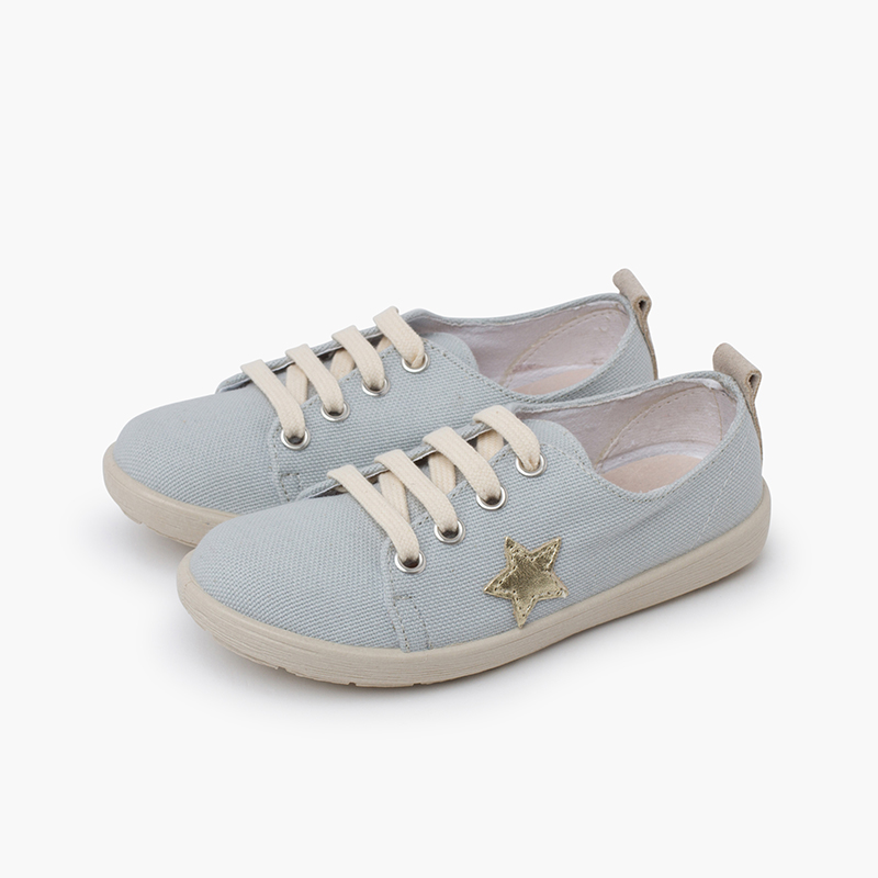 Scarpe sportive tela stella Blu e pelle oro