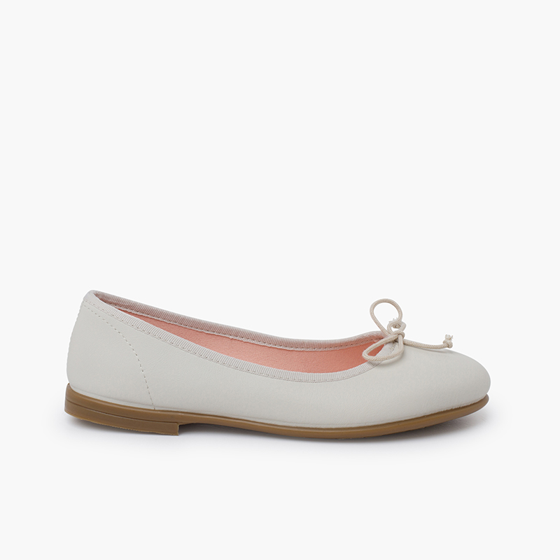 Ballerine morbida pelle fiocco Beige
