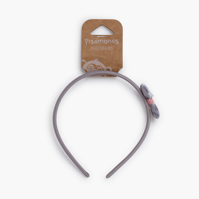 Cerchietto fiocco vichy Grigio