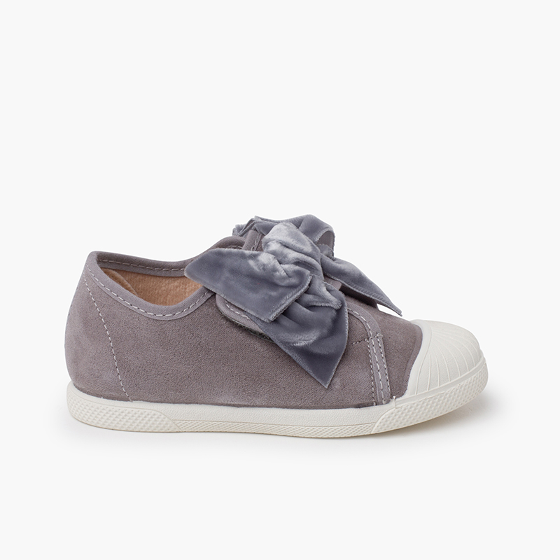 Sneakers fiocco velluto Grigio
