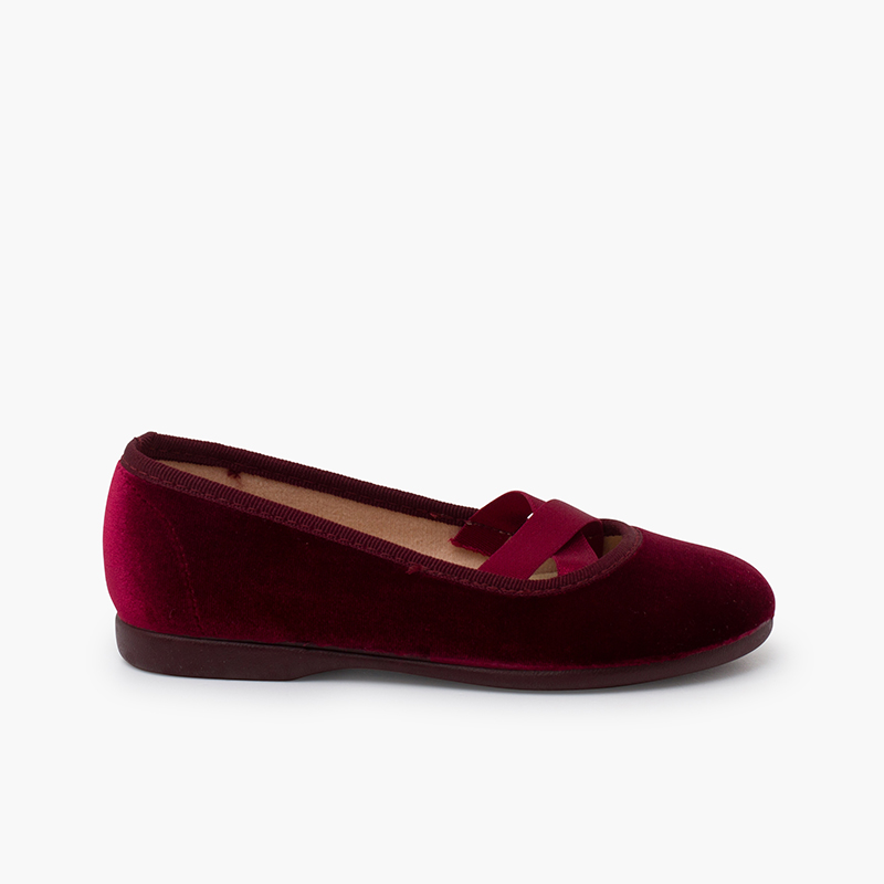 Ballerine in velluto stile balletto Bordeaux