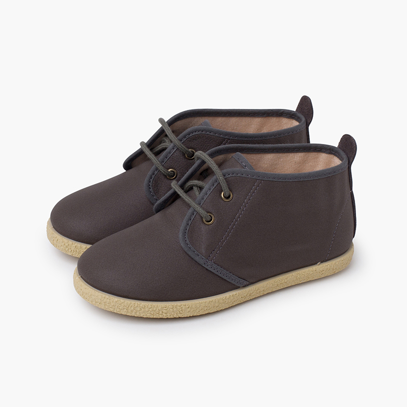 Stivaletto pelle vegana lacci Grigio