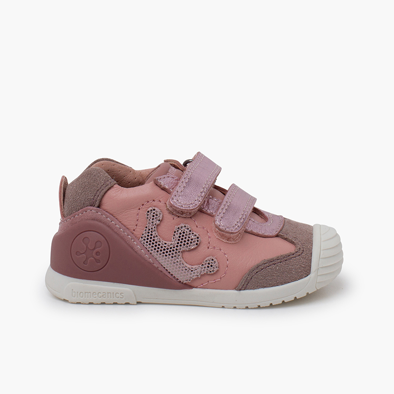 Sneakers Biomecanics doppia chiusura a strappo corona Rosa