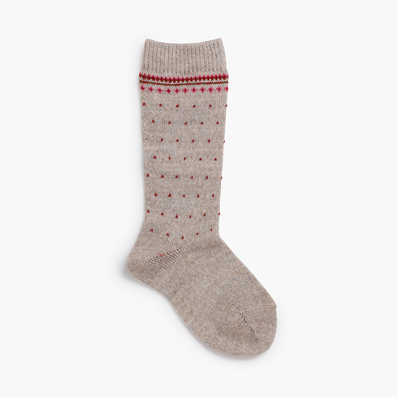 Calzini alti motivo greca e pois Beige