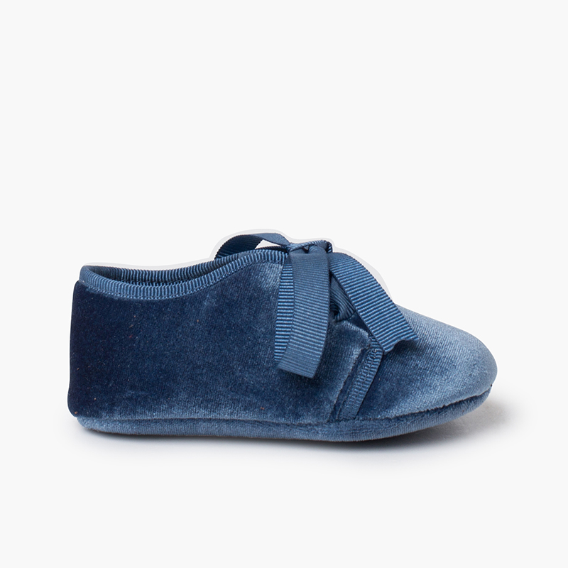 Scarpe velluto stile blucher nastri faya Blu reale