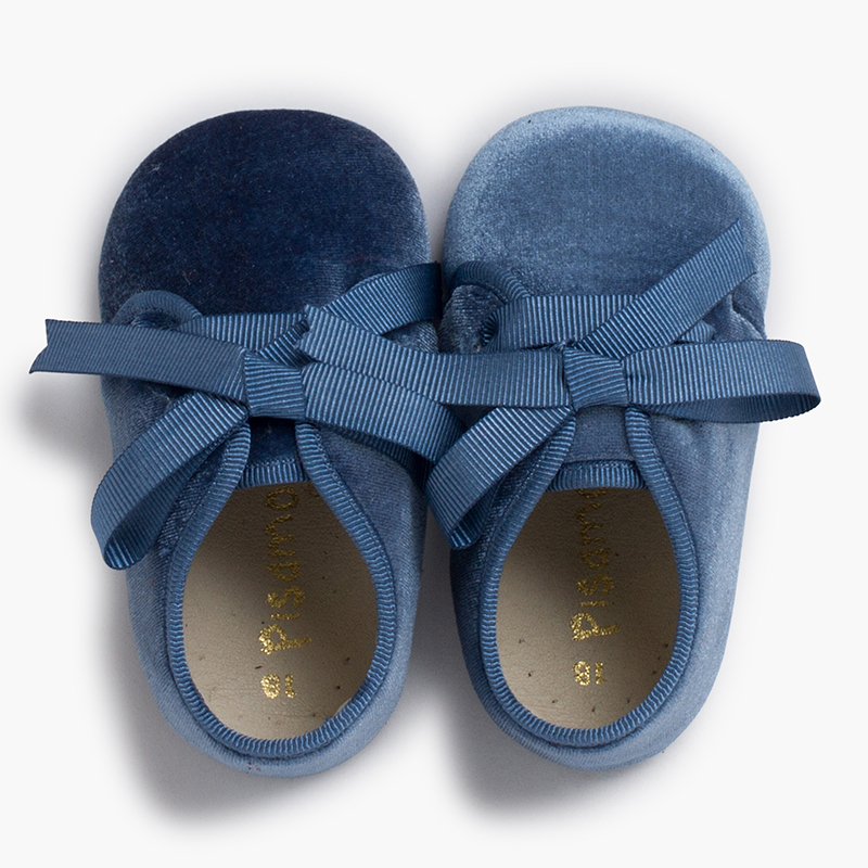 Scarpe velluto stile blucher nastri faya Blu reale